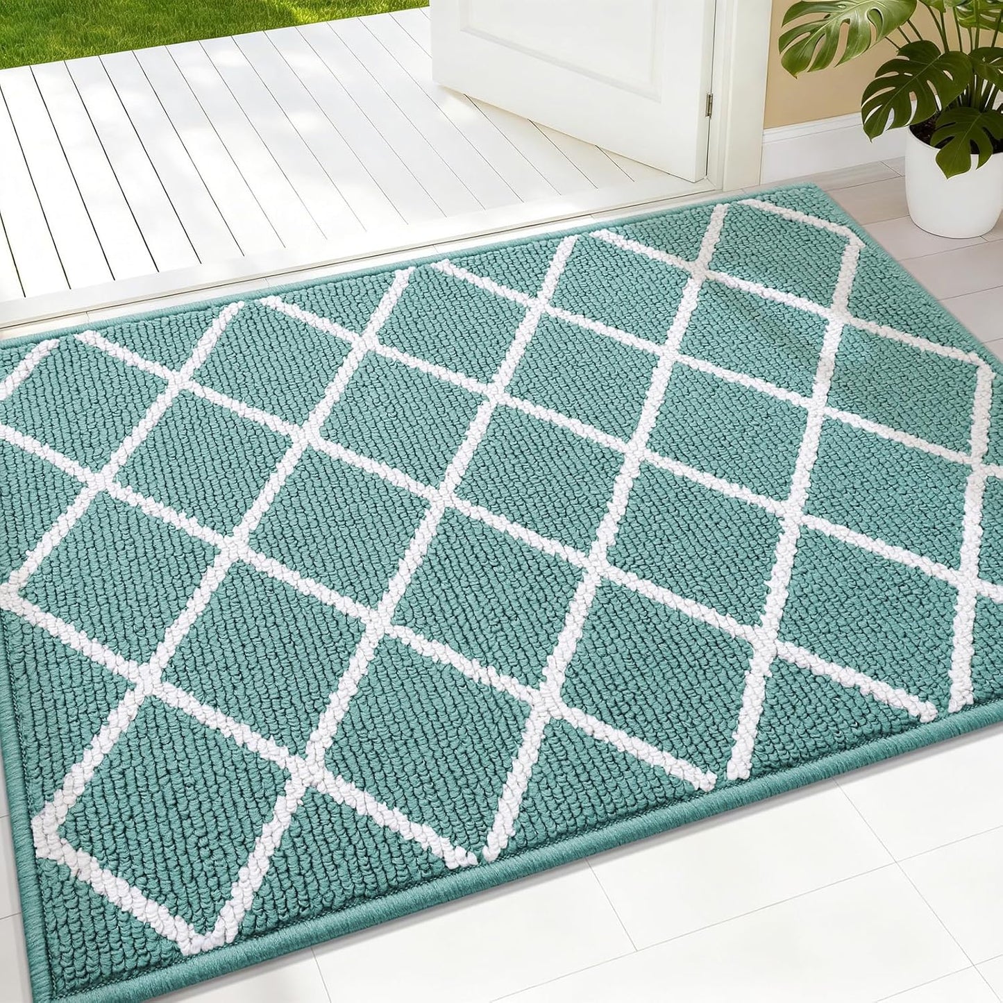 Finchitty Indoor Door Mat, Dirt Resistant and Absorbent, Low-Profile, Non-Slip, Washable Inside Floor Mats for Front Door, Back, and Entrance, 32" x 20", Grey