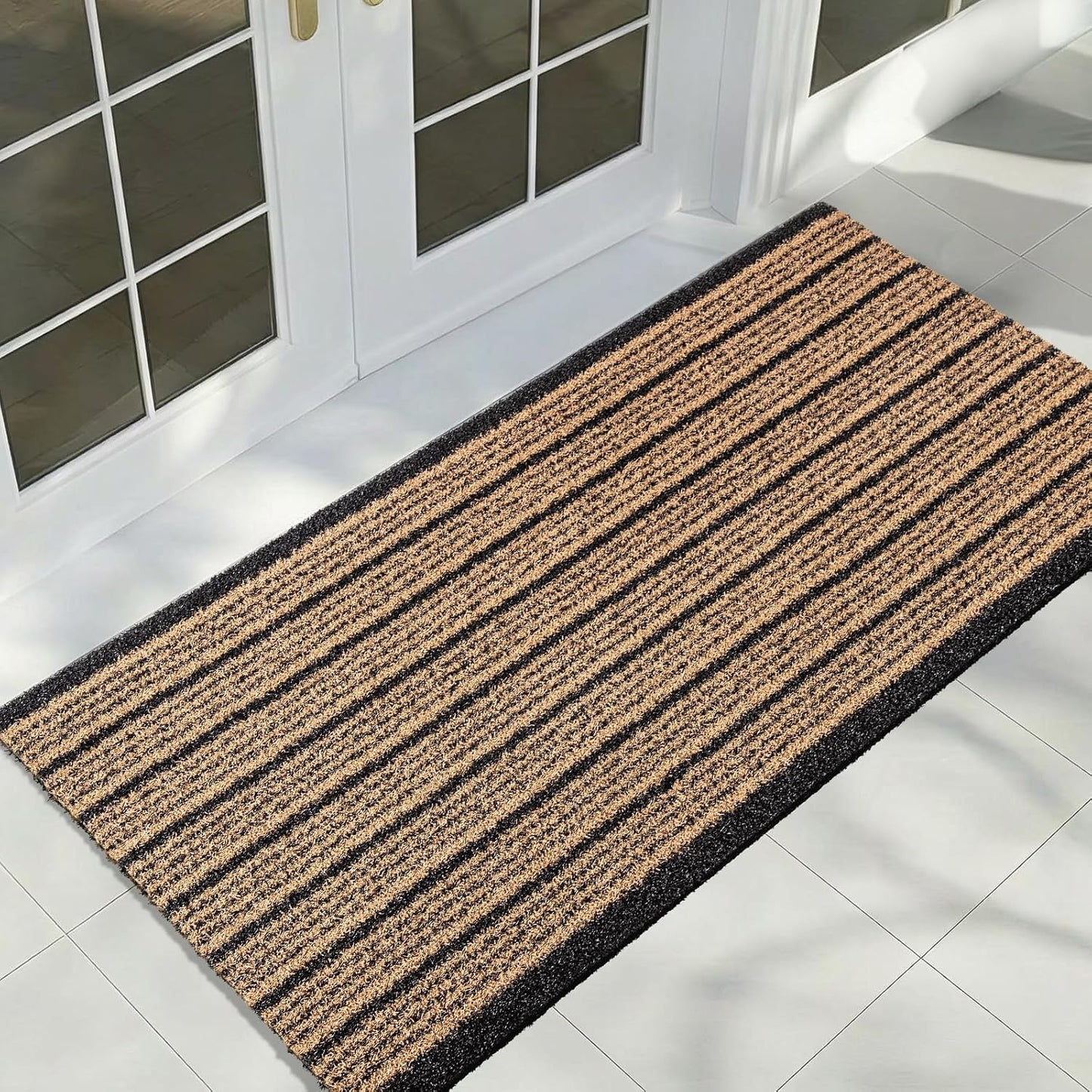 Outdoor Front Door Mat 32" x 48", Dirt Trapping Outside Entrance Rug, Non Slip Shoe Scraper, Heavy Duty Commercial Rug for Patio, Garage, Traffic Area, Office, Roll Packing