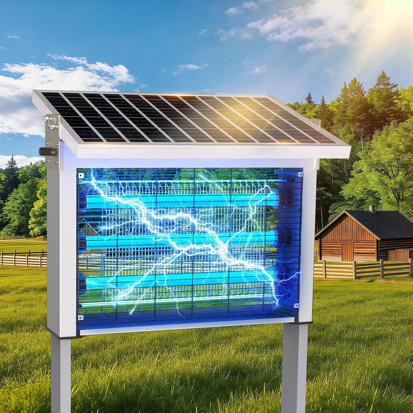 Powerful Large Solar Bug Zapper for 3000 sq.ft with 13FT Extension Cord | Rechargeable Outdoor Mosqutio Killer with 13W Solar Panel, Waterproof Solar Bug Zapper for Patio Garden Backyard RV Camping