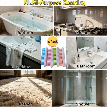 Outdoor Scrub Brush Heavy Duty Scrub Brushes Scrubbing Cleaning Brush Set | 4 Pack Scrub Brush for Cleaning with Stiff Bristle Deep Cleaning Brushes for Bathroom, Floor, Shower, Carpet, Bathtub