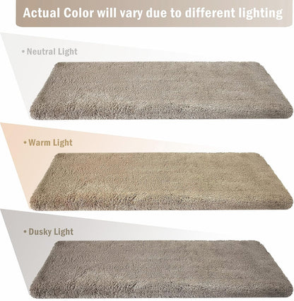 PURE ERA Carpet Stair Treads Ultra Plush 9.5" X 30"Soft Bullnose Indoor Stair Protectors Pet-Friendly Non-Slip Skid Resistant Tape Free Washable Reusable(2 Pieces,Brown)