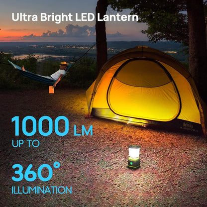 LED Camping Lantern Rechargeable, Consciot Camping Lights, 1000LM, 4 Light Modes, 4400mAh Power Bank, IPX4 Waterproof Tent Lights, Dimmable Flashlight for Emergency, Power Outages, USB Cable Included