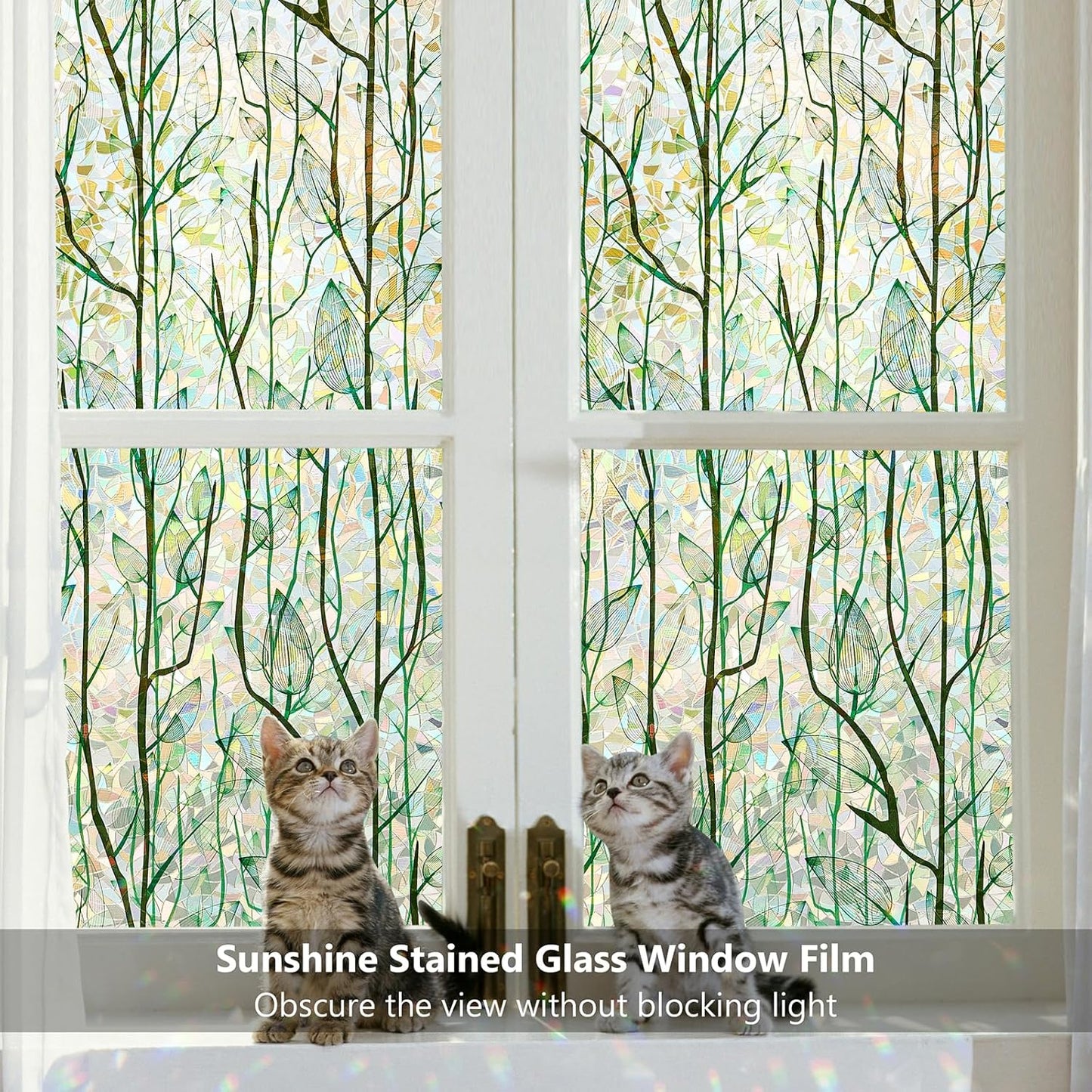 Finnez Window Privacy Film 3D Static Cling Window Film, No Glue Heat Control & 96% UV Blocking for Home Office, Decorative Frosted Glass Cover 17.5 Inch x 6.5 Feet