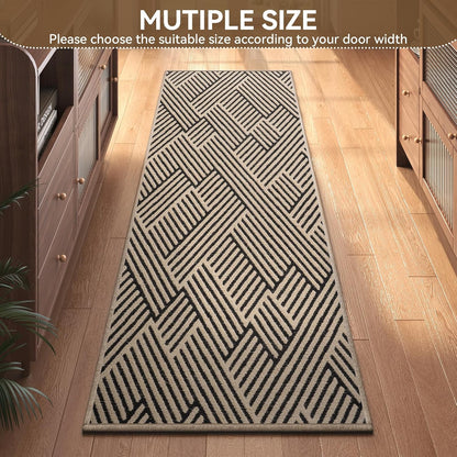 Door Mat Indoor Outside Entrance 17"x30", Low-Profile Non Slip Outdoor Inside Doormat Entryway Mat, Dirt Resistant Absorbent Front Porch Welcome Entry Mats, Washable Easy Clean, Brown