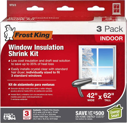 Frost King V83M Heavy Duty Indoor Shrink Window Kits, 42" X 62" X 1.5 MIL, 1-Pack