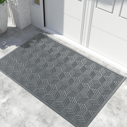 Yimobra Front Door Mat, All-Season Waterproof Outdoor Mat for Entrance with Drainage Holes, Heavy Duty Non-Slip Doormat for Garage Patio Entryway Indoor, 29.5x17, Red