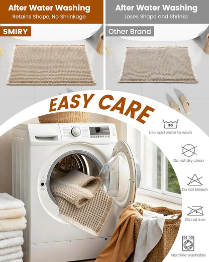 Smiry Waffle Bath Mat 30x20, Extra Soft Absorbent Bathroom Rugs, Non Slip Machine Washable Quick Dry Bath Rugs for Bathroom Floor, Tub, Shower, Home Decor Accessories, Brown