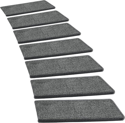 PURE ERA Carpet Stair Treads Tape Free Non Slip Indoor Stair Carpet Stair Protectors Pet-Friendly Non-Slip Skid Resistant Washable Reusable 8" x 30"(2 Pieces,Black)