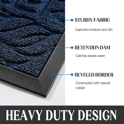 Yimobra Welcome Mat Outdoor 29.5x17, Waterproof Non-Slip Outdoor Mats for Front Door Outside Entrance, Low-Profile Entryway Mat Indoor for Garage Patio, Black