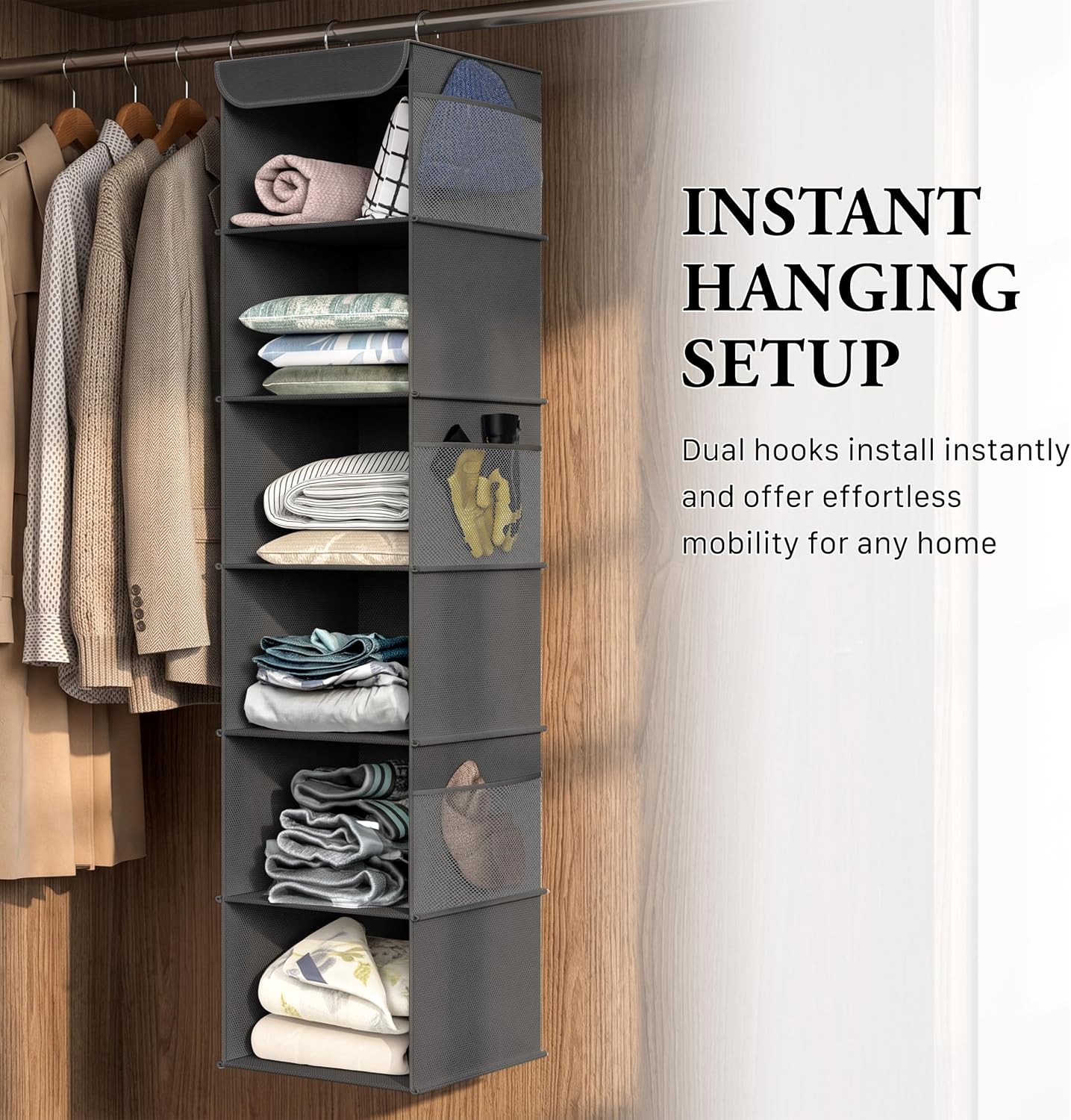 Simple Houseware 6 Shelf Hanging Closet Organizer, Gray