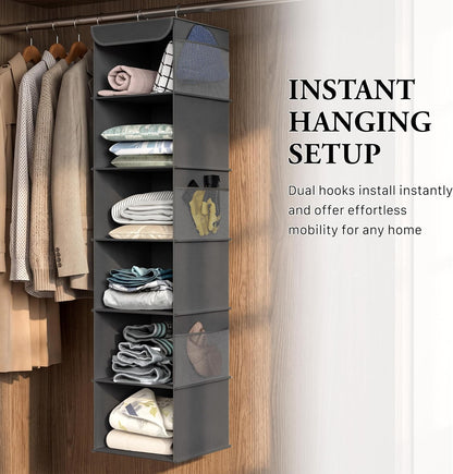 Simple Houseware 6 Shelf Hanging Closet Organizer, Gray