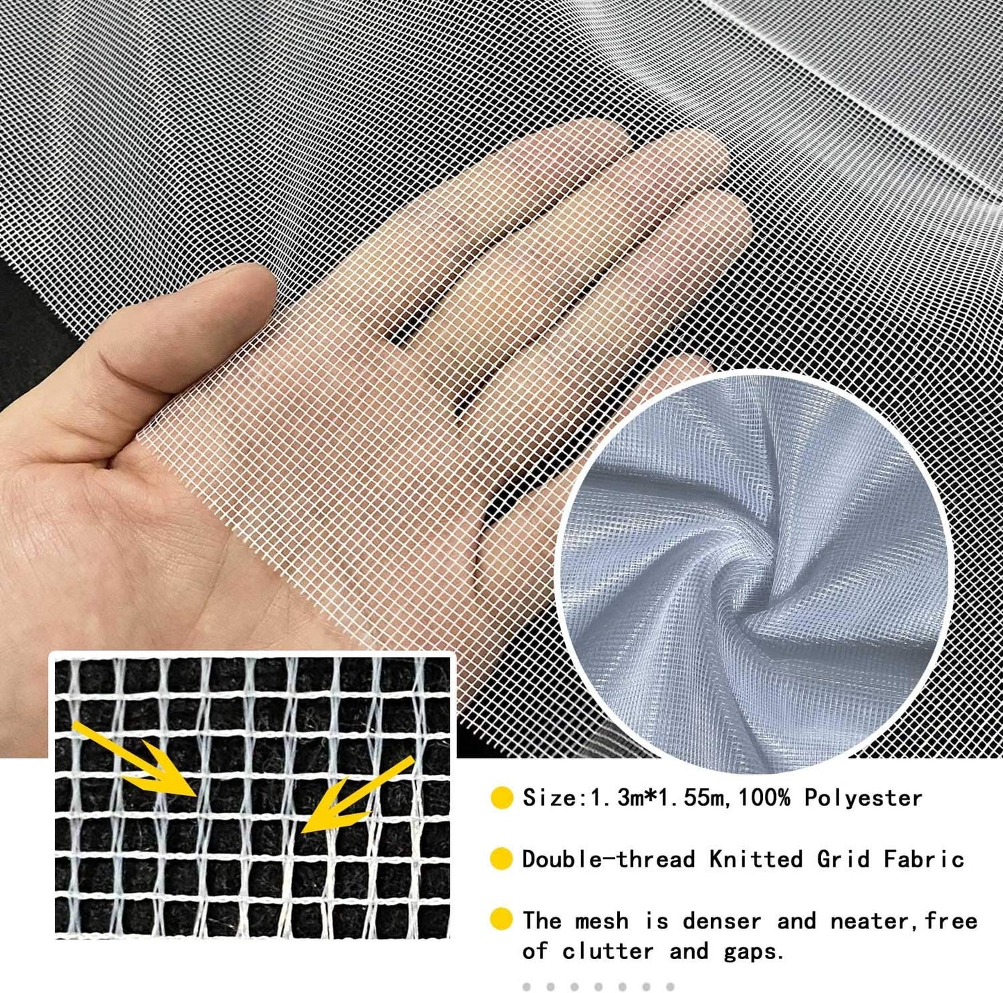 DIY Window Screen Curtain, 2 Packs of Mesh Netting 51 * 61 inches with [Upgrade] Self-Adhesive Hook Tapes & Cutter, Suitable for Multiple Windows, White (Set of 2)
