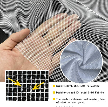 DIY Window Screen Curtain, 2 Packs of Mesh Netting 51 * 61 inches with [Upgrade] Self-Adhesive Hook Tapes & Cutter, Suitable for Multiple Windows, White (Set of 2)