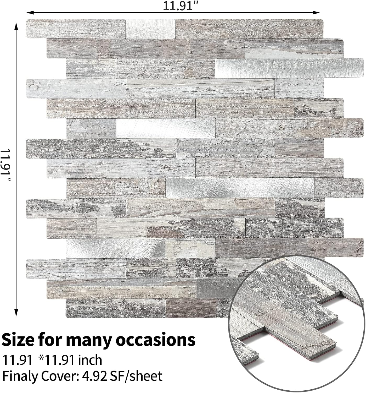 Yipscazo 2026 New Upgrade 11.34" X 11.57" Peel and Stick Backsplash, Stick on Backsplash Tiles for Kitchen, Bathroom, Fireplace (10 Sheets, Beige Rocks + Rose Gold)