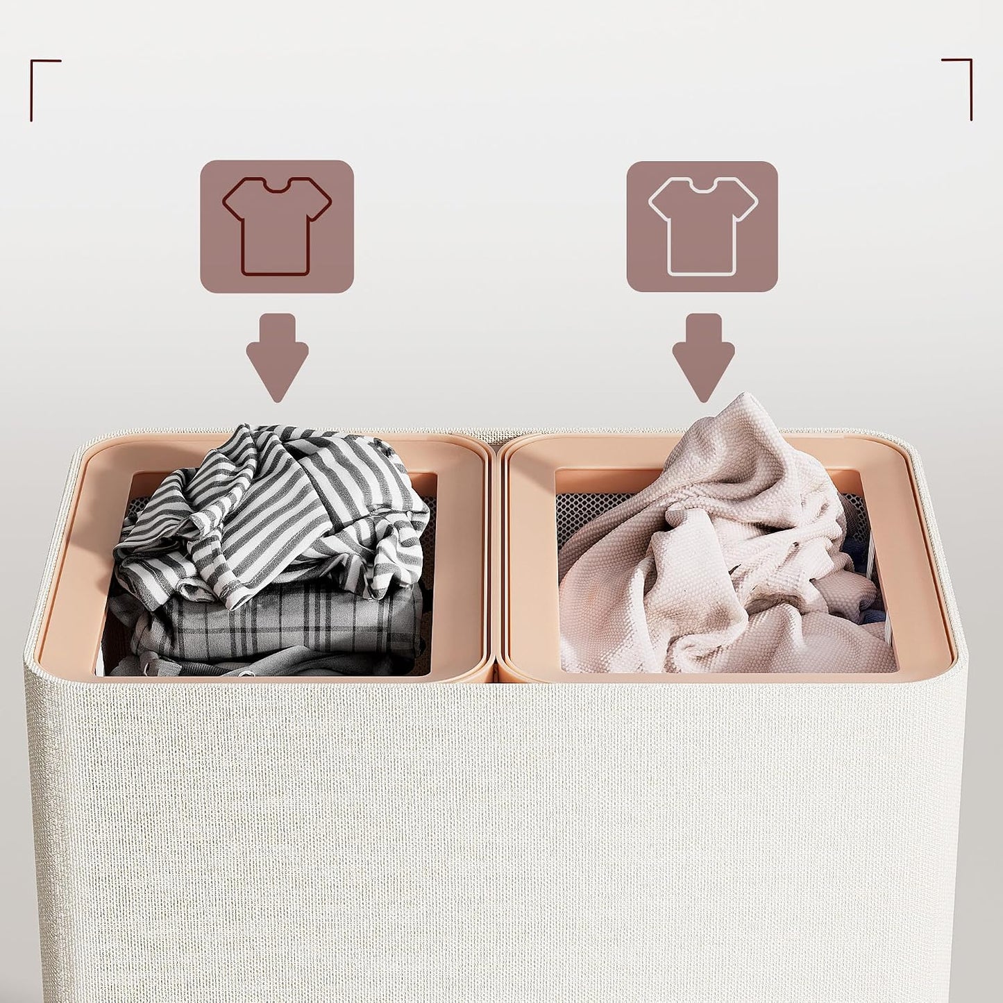 LAMU Hamper With Lid, Clothes Hamper, Laundry Basket with Lid with Removable Liner Bags, Dirty Clothes Basket with Wheels, Stylish Dirty Laundry Organizer for Home, 150L