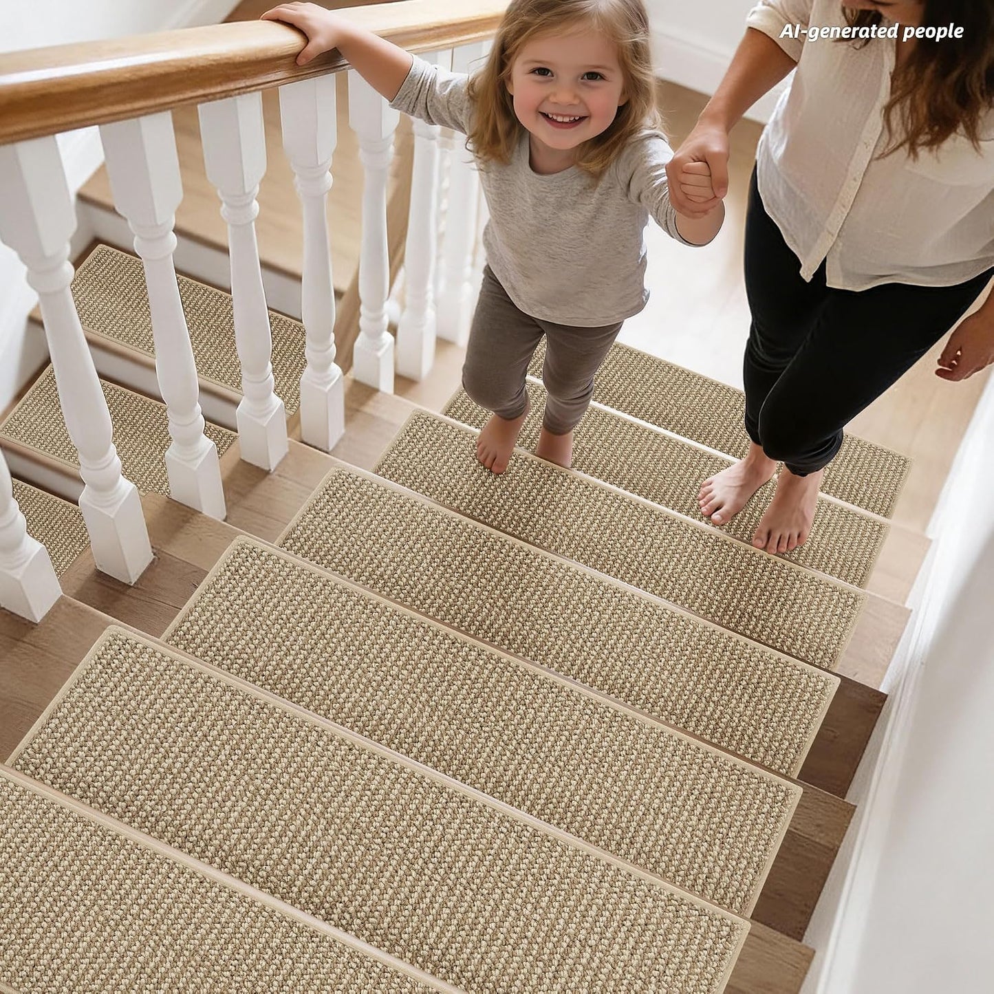 BEQHAUSE Stair Treads for Wooden Steps 28inX9in, Carpet Stair Treads Non Slip Indoor, Machine Washable Stair Runners for Kids Elders and Pets, Carpet for Stair Rugs Mat, TPE Backing, 4pcs, Taupe
