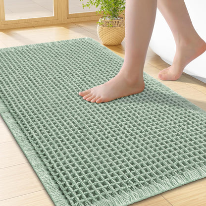 Smiry Waffle Bath Mat 30x20, Extra Soft Absorbent Bathroom Rugs, Non Slip Machine Washable Quick Dry Bath Rugs for Bathroom Floor, Tub, Shower, Home Decor Accessories, Brown