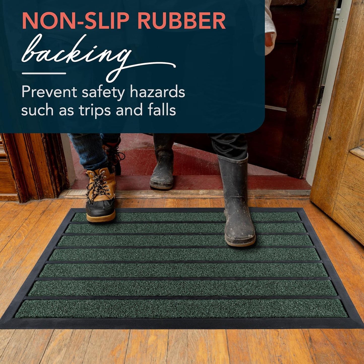 ubdyo Extra Durable Door Mat - Dirt Trapping Outdoor Welcome Mats - Non-Slip Outdoor Indoor Entrance - Low Profile Front Doormat (30" x 17", Bright Brown)
