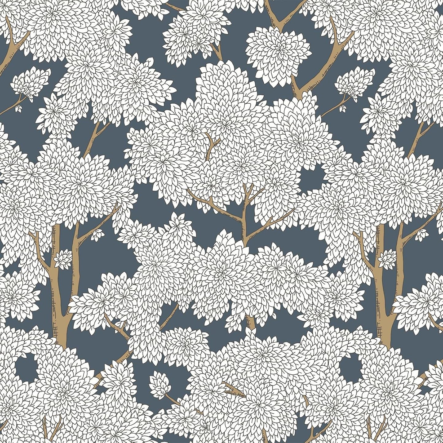 JiffDiff Tree Wallpaper Peel and Stick Jungle Wall Paper Forest Mural Stick on Wallpaper Modern Waterproof Self Adhesive Contact Paper (17.3" x 120" Cream)