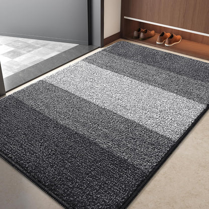Kitinjoy Indoor Outdoor Door Mat, 32x20 Non-Slip Absorbent Dirt Trapper, Low-Profile Washable Inside Entrance Front Floor Mat, Sturdy Soft Entry Doormats for Entryway, Grey