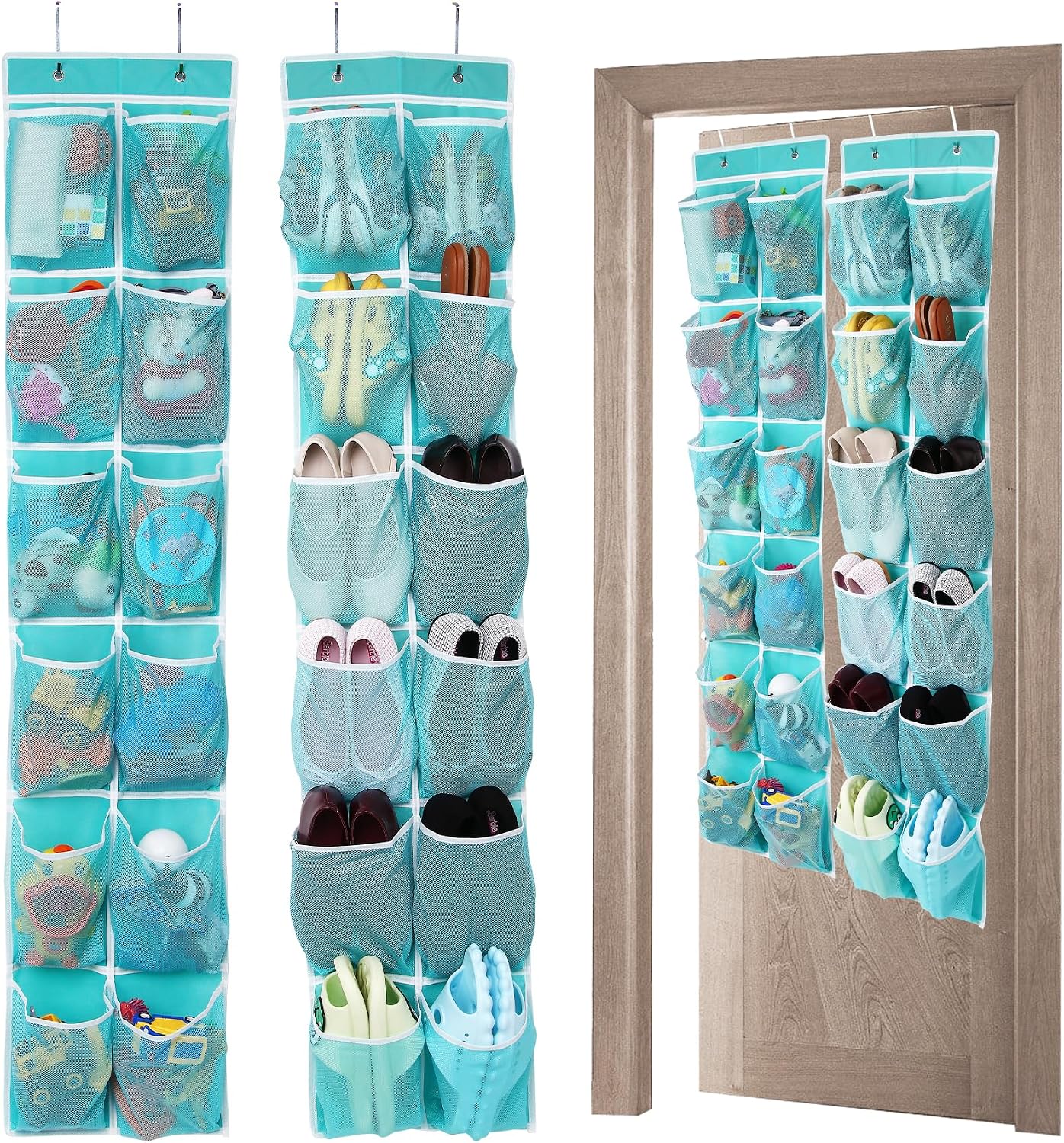GOMAJI 2PK 12 Large Pockets Over Door Hanging Shoe Organizer