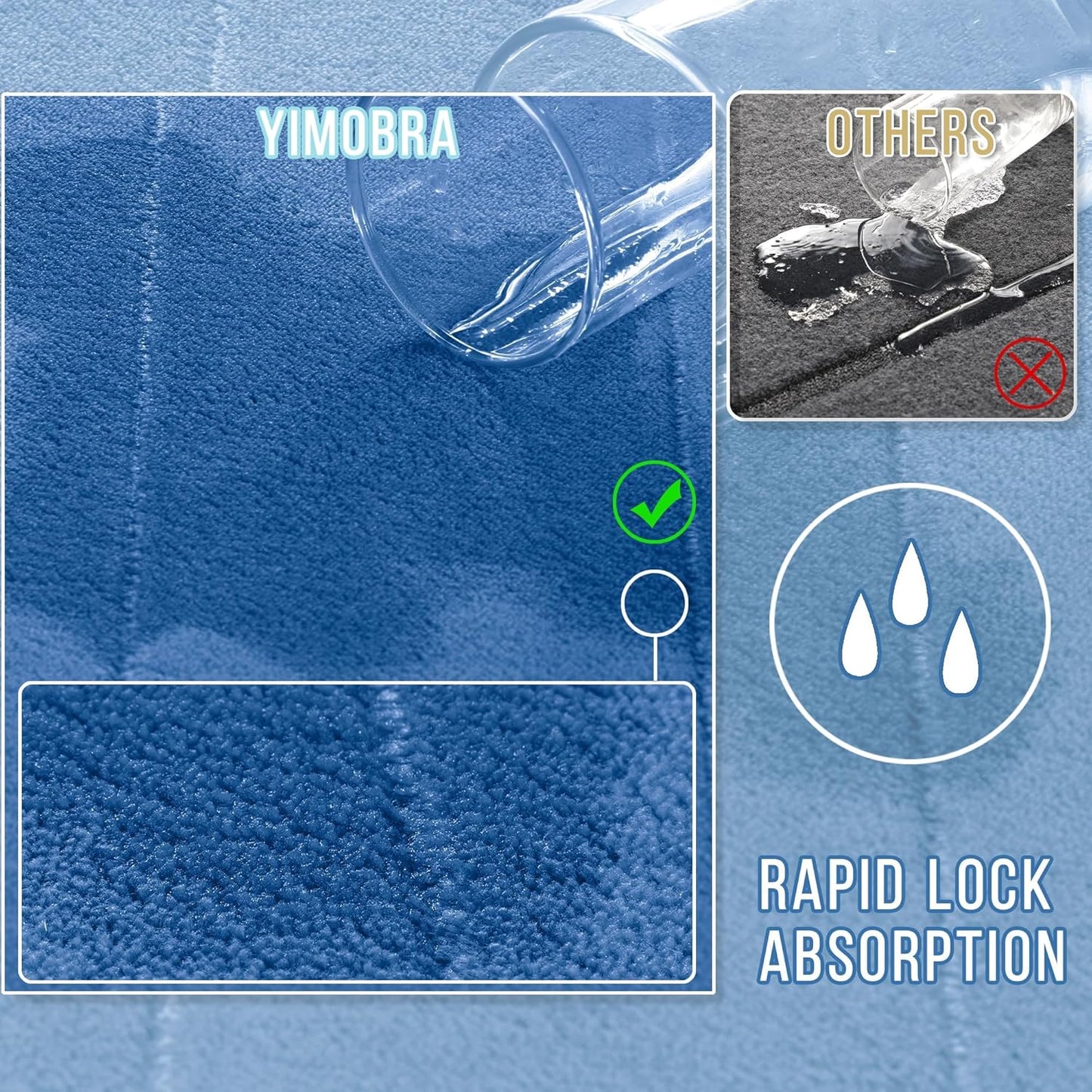 Yimobra Memory Foam Bath Mat, Super Soft Absorbent Bathroom Rug Non Slip, Quick Dry, Machine Washable Floor Carpet for Tub Shower, Home Decor Accessories, 24x17, Grey