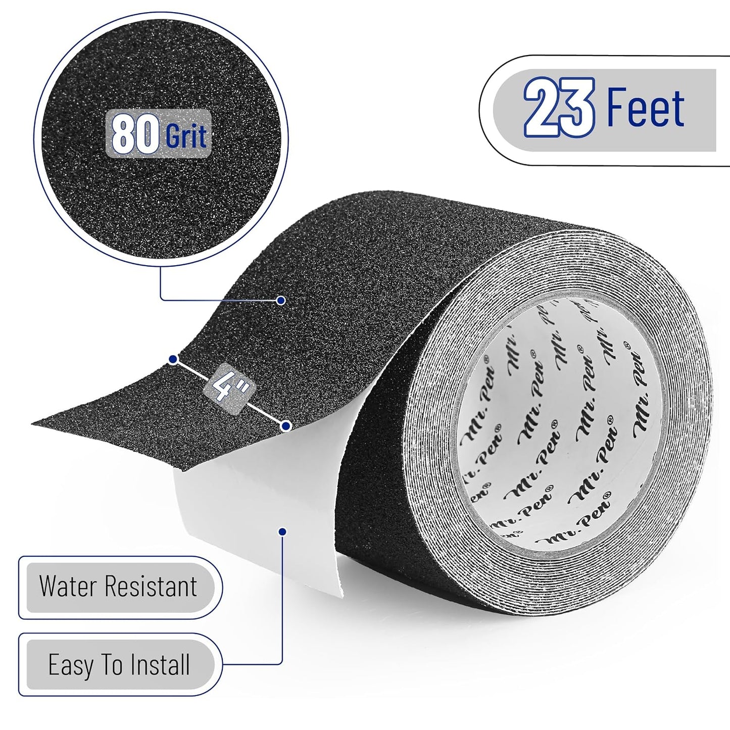 Mr. Pen- Grip Tape, 2 Inch, 23 Feet, Anti Slip/Non Skid Tape, Grip Tape | Friction Tape for Stair, Black Grip Tape Roll, Waterproof