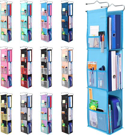 ABRA® 3 Shelf Hanging Locker Organizer for School, Gym, Work, Storage | Deep Shelves 6”x 9”| Eco-Friendly Fabric Healthy for Children | Adjustable School Locker Shelf 3 to 2 Shelves (Pink)