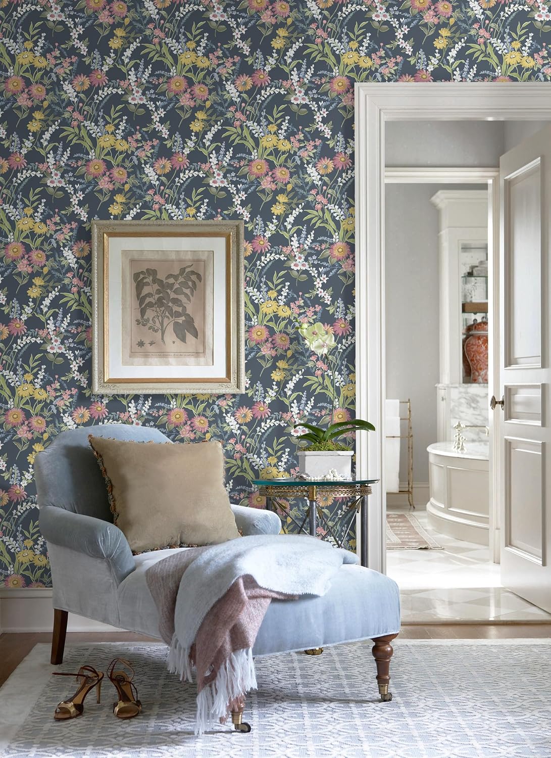 Dimoon 17.3" X 78.7" Peel and Stick Wallpaper Floral Contact Paper Boho Beige White Renter Friendly Natural Wall Paper Waterproof Removable Self Adhesive Wallpaper for Bedroom Livingroom Vinyl Roll