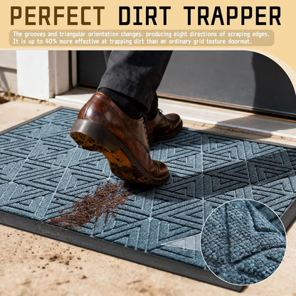 Yimobra Front Door Mat Outside Entrance 29.5x17, Waterproof Heavy Duty Outdoor Mats for Front Door, Non Slip Rubber Entry Mat for Garage Patio Indoor, Grey