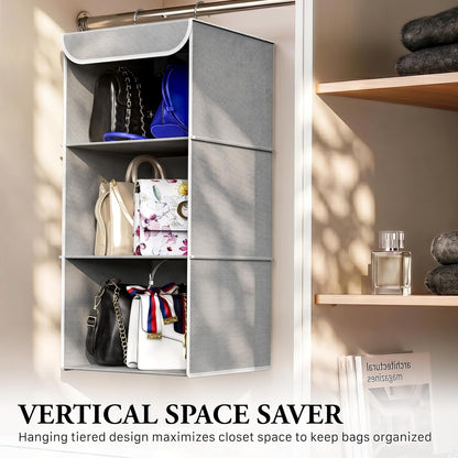 Simple Houseware 3-Shelf Hanging Closet Organizer, Fabric Storage Shelves with 57L Capacity, Black