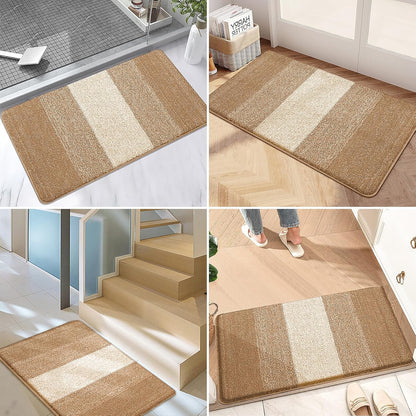 Kitinjoy Indoor Outdoor Door Mat, 32x20 Non-Slip Absorbent Dirt Trapper, Low-Profile Washable Inside Entrance Front Floor Mat, Sturdy Soft Entry Doormats for Entryway, Grey