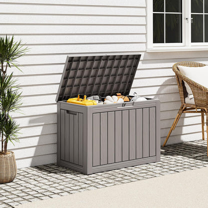 Outdoor Deck Storage Box,Resin Deck Boxes Indoor and outdoor, Waterproof Storage Box Lockable Lid (Black,50 Gallon)