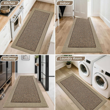 BEQHAUSE Indoor Door Mat 20" x 32", Dirt Trapper Door Mats Non-Slip Entryway Rugs Washable, Resist Dirt Absorbent Welcome Mat, Low Profile Floor Mats for Front Back Door and Entryway, Taupe