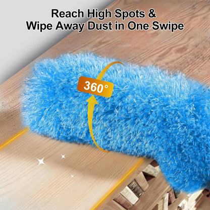 Tiumso Dusters for Cleaning,Microfiber Feather Duster 5-in-1 Kit, Duster with Extension Pole 100 Inches, Cobweb Duster, Microfiber Dusters for High Ceilings and Fans, Blinds and Cars