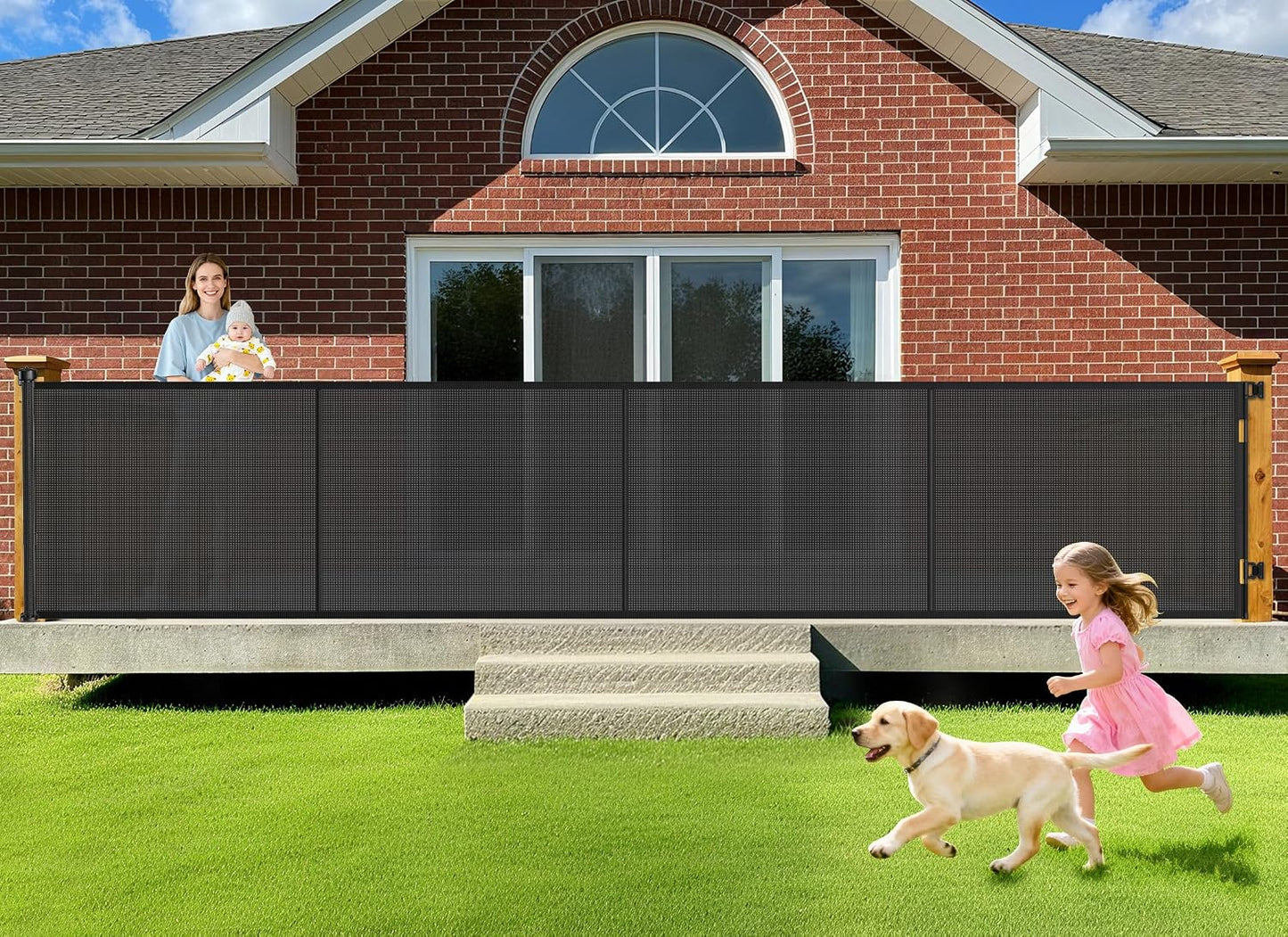 71 inch Retractable Baby Gates, EZIGO Extra Wide Baby Gate for Large Opening Extra Long Mesh Gate for Kids or Pet Dog Gate Child Safety Gate for Stairs Hallways Doorway Indoor Outdoor, Gray