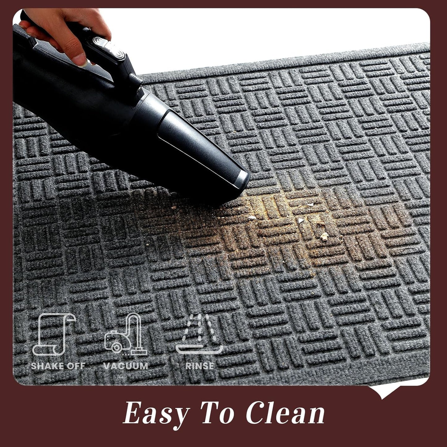Mibao Front Door Mat, Heavy Duty Durable Welcome Mat for Outdoor Indoor, Dirt Trapper Waterproof Super Absorbent Door Mat for Entryway Outside Patio Porch, 29.5" x 17", Grey