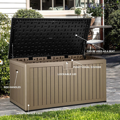 YITAHOME 100 Gallon Large Outdoor Deck Box | Waterproof Resin Storage Box, Lockable Indoor Outdoor Storage Container for Patio Furniture Cushions, Pool Accessories