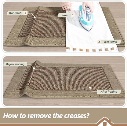 BEQHAUSE Indoor Door Mat 20" x 32", Dirt Trapper Door Mats Non-Slip Entryway Rugs Washable, Resist Dirt Absorbent Welcome Mat, Low Profile Floor Mats for Front Back Door and Entryway, Taupe
