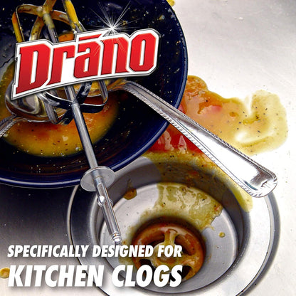 Drano Kitchen Granules Drain Clog Remover and Cleaner, Unclogs Blockage from Grease or Cooking Oil, Commercial Line, 17.6 Oz