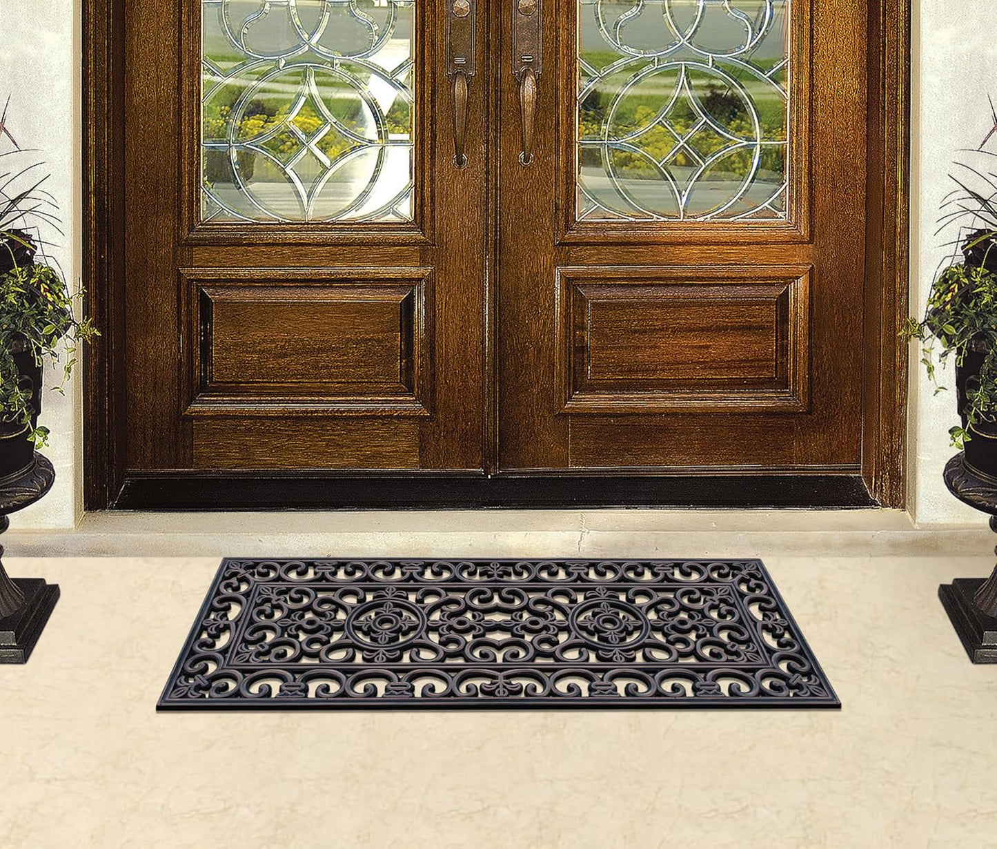 A1HC Outdoor Doormat, Natural Rubber, 18" x48”, Ideal for Outside entryway,Dirt Shoe Scraper,Heavy Duty Door mat for Indoor Outdoor,Rug Mats for Entry,Patio, Welcome Mats