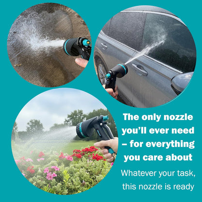 Gilmour Heavy Duty Garden Hose Nozzle, Swivel Connect, 5 Spray Patterns, Ergonomic Grip, Flow Control, Trigger Lock, Thumb Control