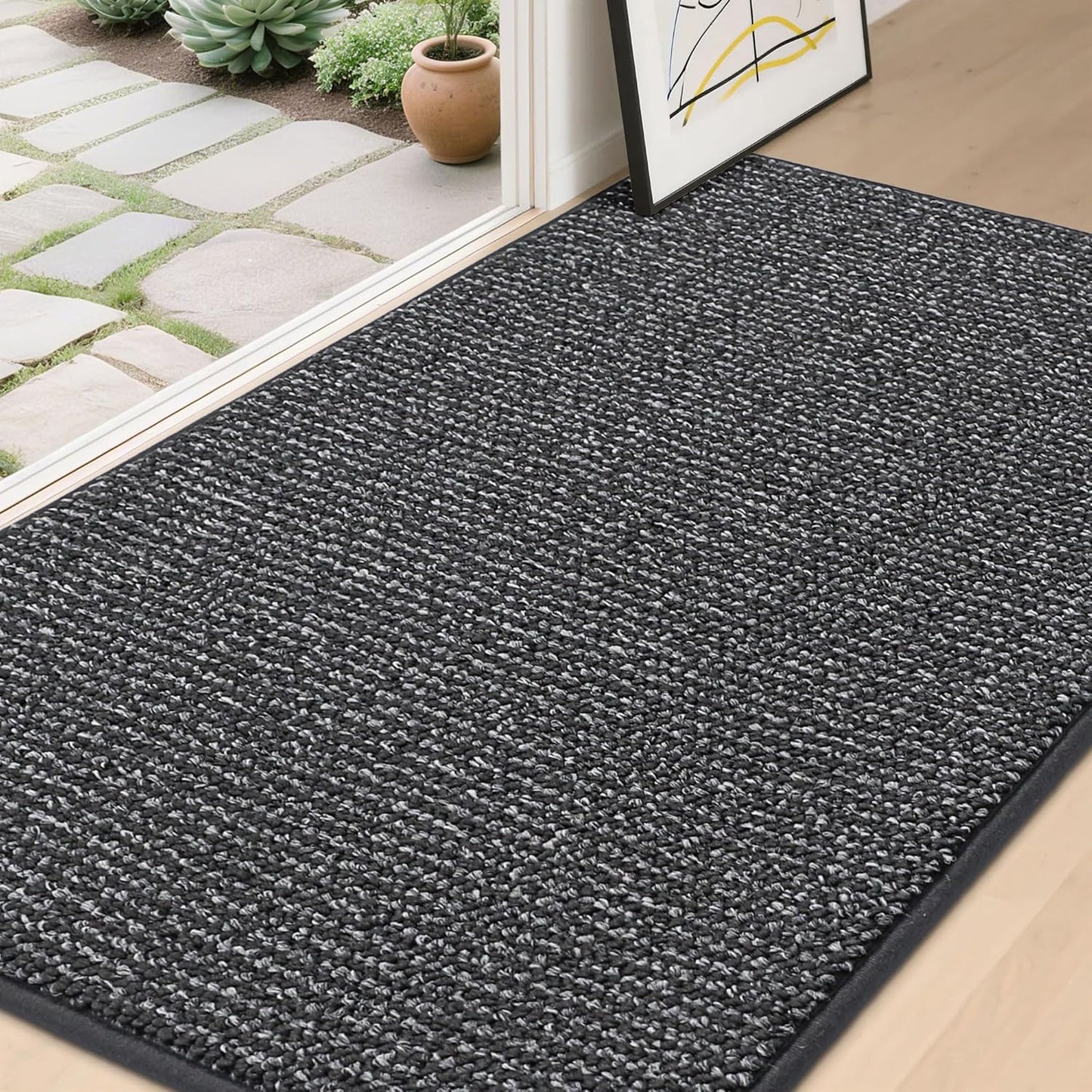 BEQHAUSE Dirt Trapper Door Mat 20" x 32", Non-Slip Washable Doormats Entrance Mat, Dirt Resistant and Absorbent Welcome Mat, Low Profile Floor Mats for Front Back Door and Entryway, Beige
