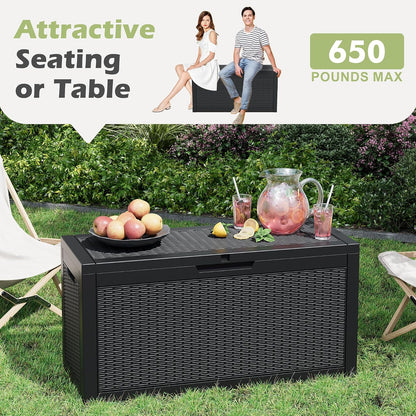 35 Gallon Outdoor Storage Box, Waterproof Resin Deck Box with Lockable Lid – Storage Cabinet for Patio Furniture, Pool Supplies, Garden Tools – Indoor & Outdoor Use