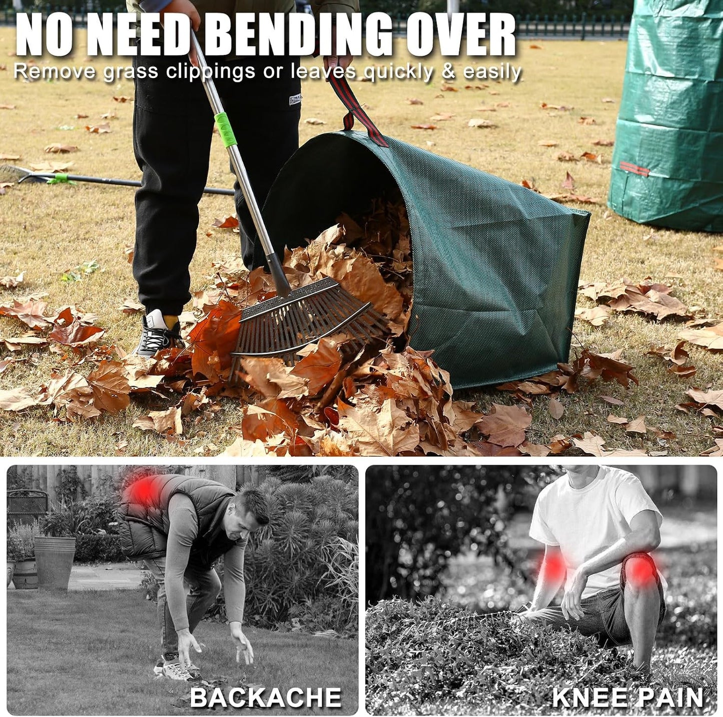 Outdoor Metal Leaf Bag Holder Stand, Fits 30-45 Gal Garbage Bags, Portable | Yard waste bag holder, Garden trash bag frame, Freestanding leaf bag stand, Camping garbage can, Disposable bag holder