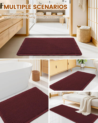 Smiry Waffle Bath Mat 30x20, Extra Soft Absorbent Bathroom Rugs, Non Slip Machine Washable Quick Dry Bath Rugs for Bathroom Floor, Tub, Shower, Home Decor Accessories, Brown