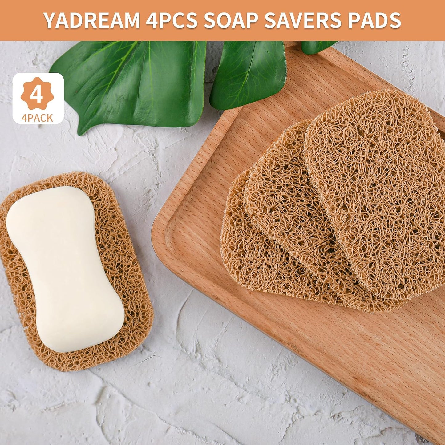 Yadream 4 Pack Gray BPA-Free Soap Savers Pads, Non-Slip Soap Holder, Self-Draining Soap Bars Holder, Suitable for Kitchen Bathroom Shower Travel Hotel