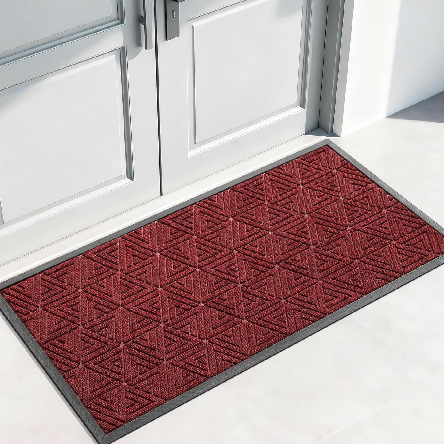 Yimobra Front Door Mat Outside Entrance 29.5x17, Waterproof Heavy Duty Outdoor Mats for Front Door, Non Slip Rubber Entry Mat for Garage Patio Indoor, Grey