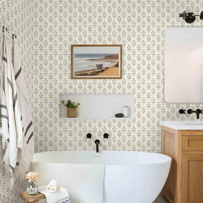 Dimoon 17.3''x78.7'' Peel and Stick Wallpaper Floral Cute Contact Paper Vintage Village Country Cottage Wallpaper Farmhouse Yellow Beige Renter Friendly Geometry Waterproof Embossed Kitchen Bedroom