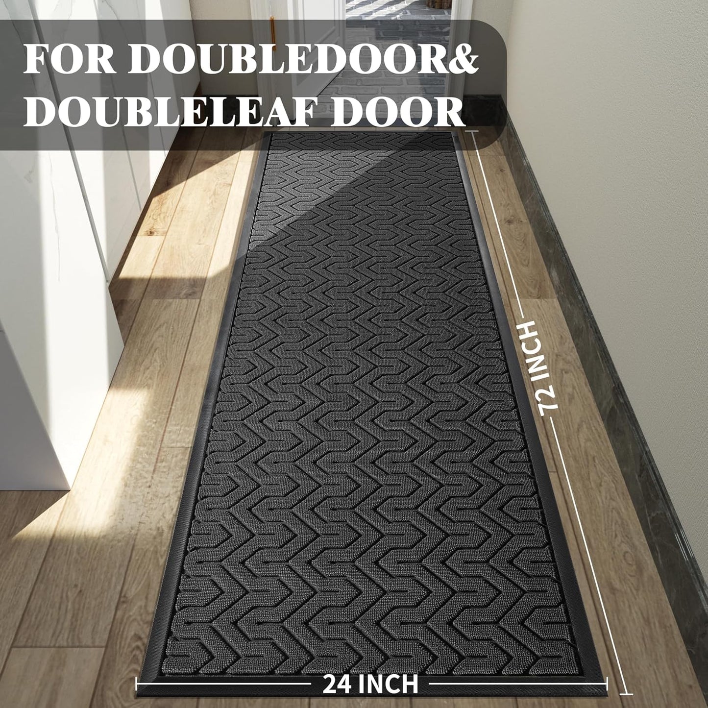Yimobra Front Door Mat Outside Entrance 29.5x17, Waterproof Heavy Duty Outdoor Mats for Front Door, Non Slip Rubber Entry Mat for Garage Patio Indoor, Grey